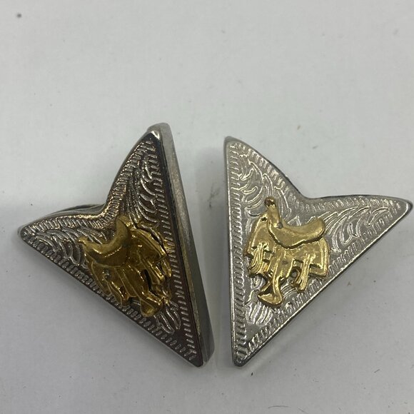Unbranded Accessories - Vtg 1980 new deadstock screw silver tone collar tip tips western cowboy cowgirl